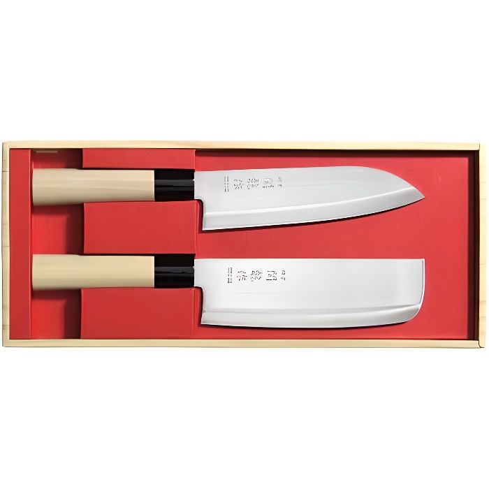 Coffret 2 couteaux japonais jaku : nakiri + san…