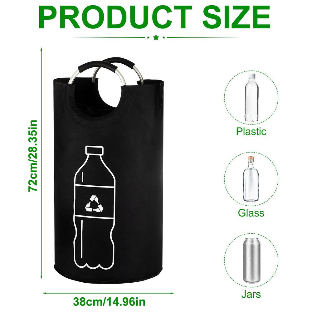 

Handheld Deposit Bottle Collection Container 82L Foldable Heavy Duty Waterproof Bag With Handle Reusable Kitchen Recycling Bags чёрный