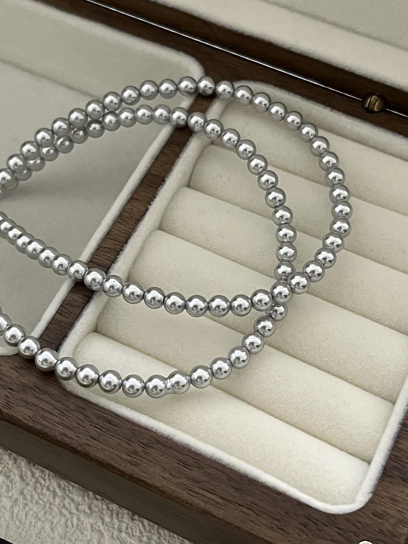 Gray Shijia Pearl Necklace - Women s S925 Silver, Layered High-End Clavicle Chain with Niche Design S925 Silver