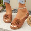 Summer Round Toe Thick Sole Comfortable Open-toe Slippers for Women Fashionable Large-size Wedge Wear Casual Slippers