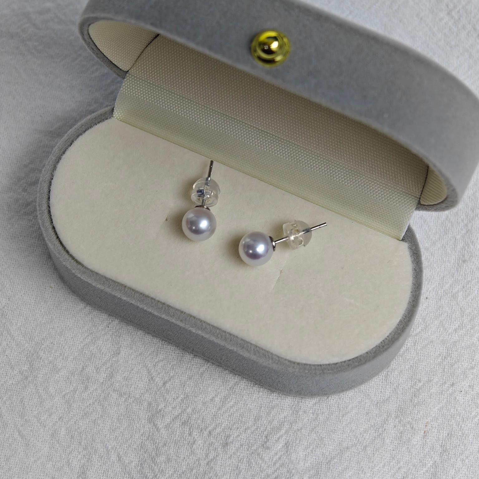 Ai Jewelry Freshwater Pearl Stud Earrings 6-7mm, Perfectly Round Flawless S925 Silver for Women 6-6.5mm