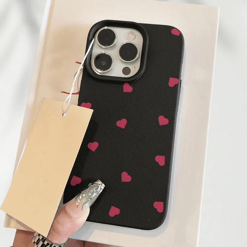 Red heart-shaped pattern phone case suitable for iPhone 17 16 15 14 13 12 11 Pro/Max/Plus anti drop and shockproof back cover