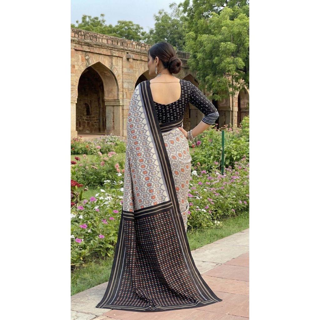 New Launch Beautiful Bagru Printed Mulmul Cotton Saree