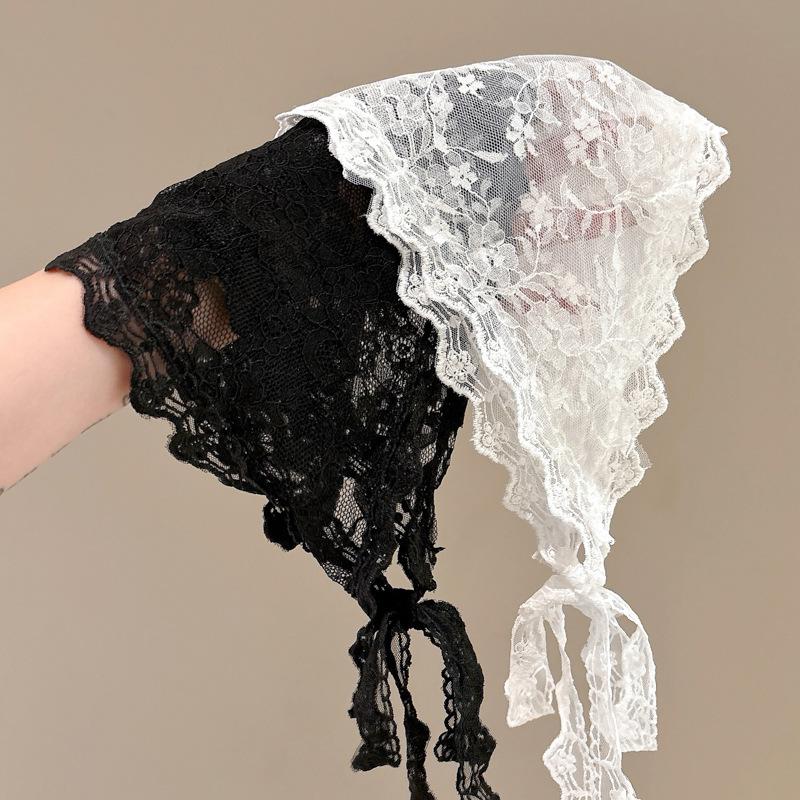 Rural Style Lace Headscarf Dress with Waist Accessories Silk Scarf Waist Seal for Women Triangular Scarf Belt Tied Around The Waist