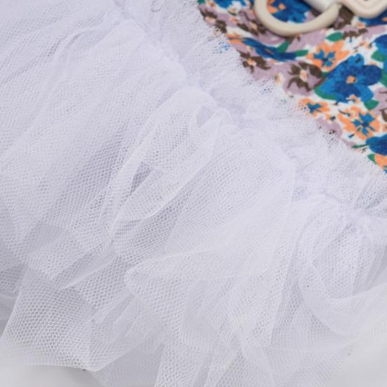 Floral Dog Dress Small Dogs Dress with White Tulle Skirt Summer Tutu Dress for Puppies Bichon Frise Schnauzer Small Breeds