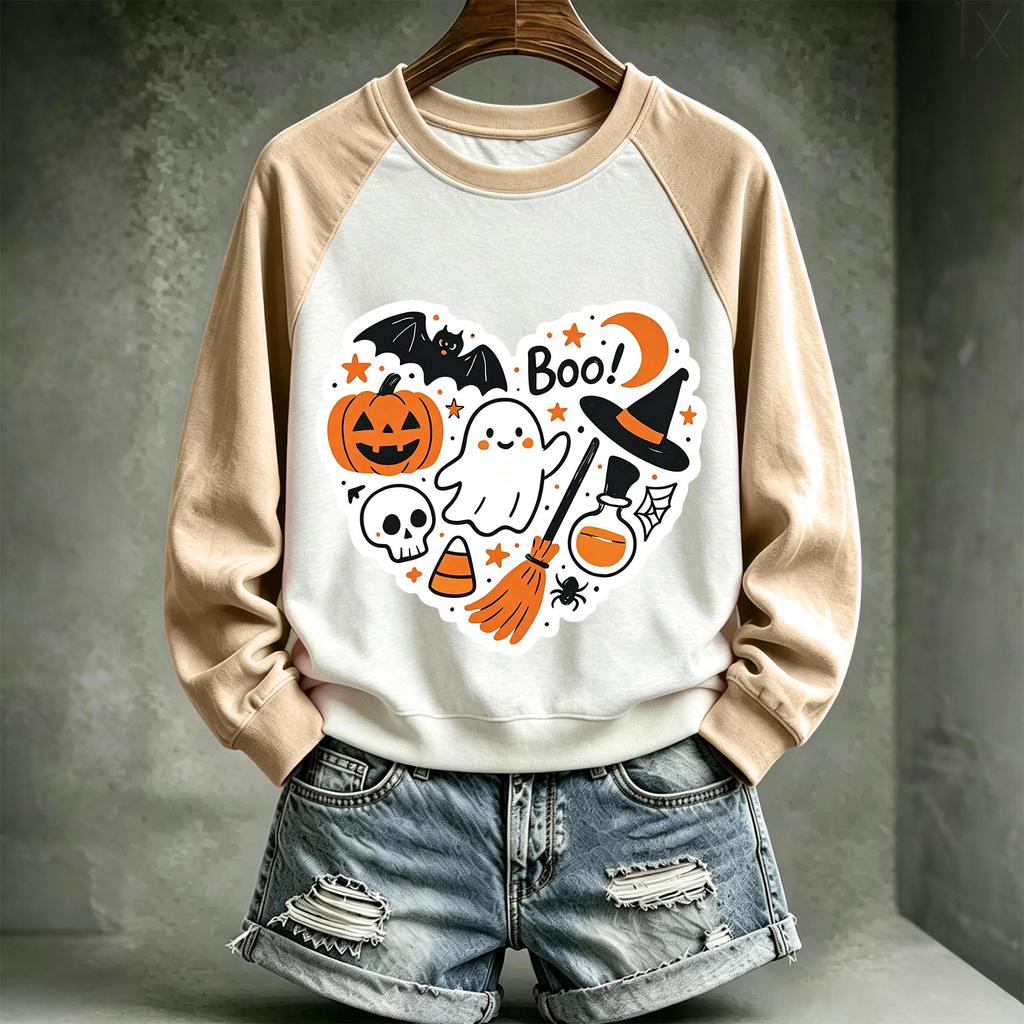 Damen Halloween Pullover Sweatshirt mit Aufdruck und süßem Design für die Feiertage