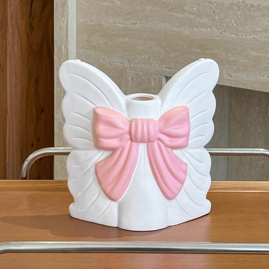 Schmetterling Vinyl Blumenvase Modernes Schleifenknoten Blumenhalter Behälter Heim Büro Tisch Mittelstück Dekorative Blumenvase