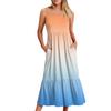 Women's Long Beach Casual Elegant Spaghetti Strap Maxi Dress Gradient Color Low-key Flowing Bohemian Dress