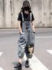 Personalisierte Street Washed Harlan Denim Latzhose Sommer Dünn Mode Locker Gerades Bein Jumpsuit