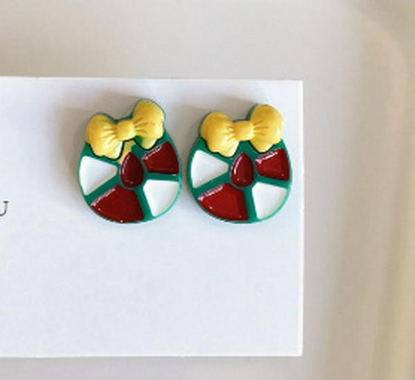 Kids' Christmas Cartoon Princess Clip-On Earrings: Cute, No Piercing Needed