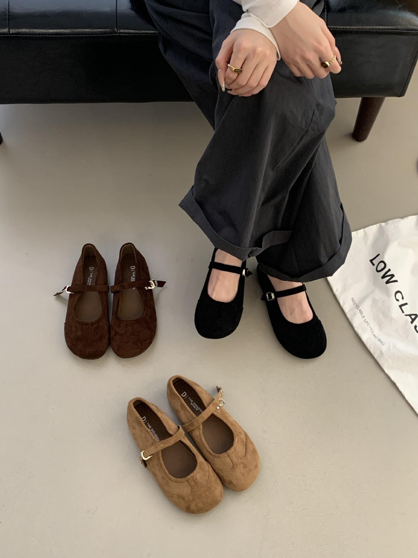 

Осенние маленькие одинарные туфли с ракушечным носком, туфли Мэри Джейн с новым ремешком, износостойкие, с мелким вырезом, одинарные туфли-лодочки, мягкая подошва 39 хаки