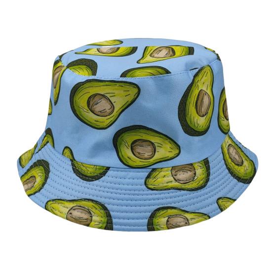Fischerhut Avocado-Print Beidseitig Flacher Oberteil Atmungsaktiv UV-Schutz Sonnenschutz Dekorativ Erfrischendes Fruchtmuster Bucket Hat Kopfbedeckung