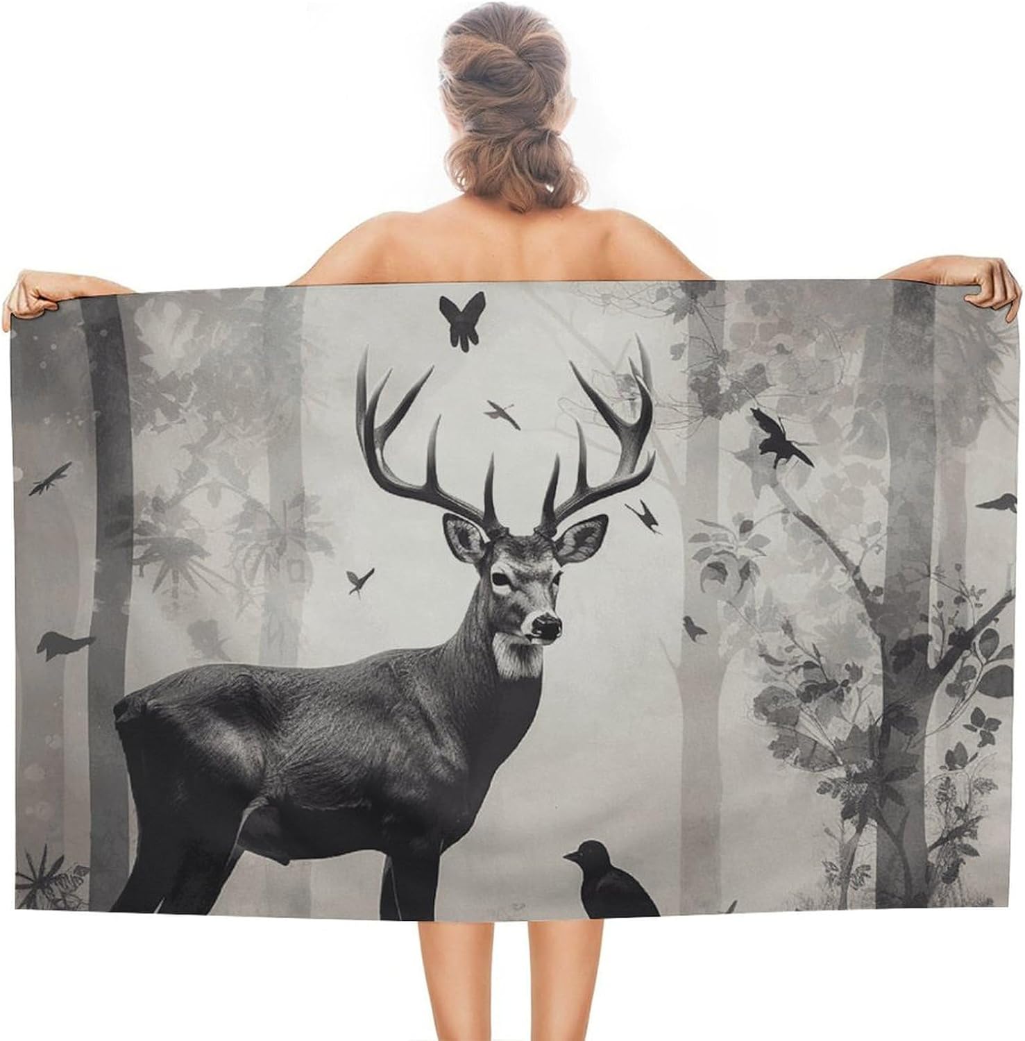 

Black and White Plaid Beach Towel - Quick Dry Microfiber Travel Towel Ultra Absorbent,Compact & Lightweight Pool Towels Swimming W30*H60(CM)