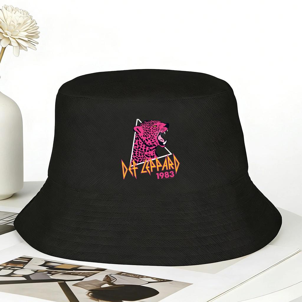 Unisex 1980S Def Leppard Bucket Hat Portable Fisherman Hats Summer Casual Vacation Caps Streetwear Custom Diy Visor Hat