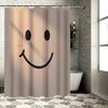 Cute Smile Face Design Shower Curtain For Bathroom - Waterproof And Durable With Easy Installation For Stylish Home Upgrade
