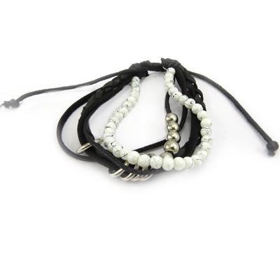 [L1632] - Ausgefallenes Armband 'Kilimanjaro' schwarz weiß