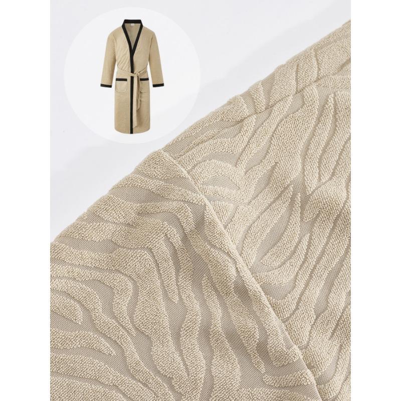 25 Years Men's Long Jacquard Soft Plain Belt Men's Bath Gown Loose and Comfortable Home Clothes