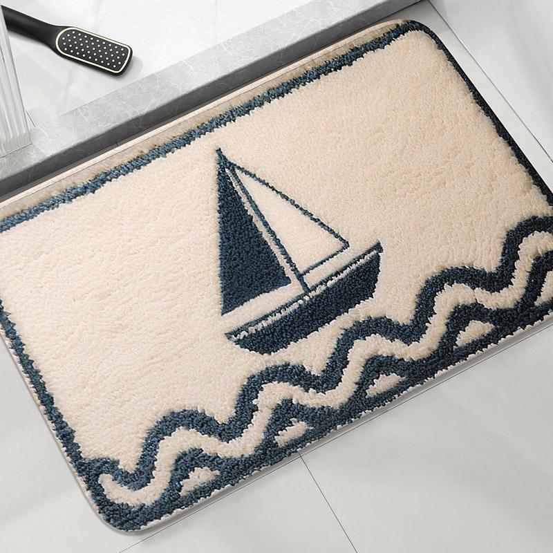 Cartoon Fish Bathroom Anti Slip Mat Shower Room Small Carpet Bathroom Absorbent Foot Mat Home Decoration Mat Machine Washable