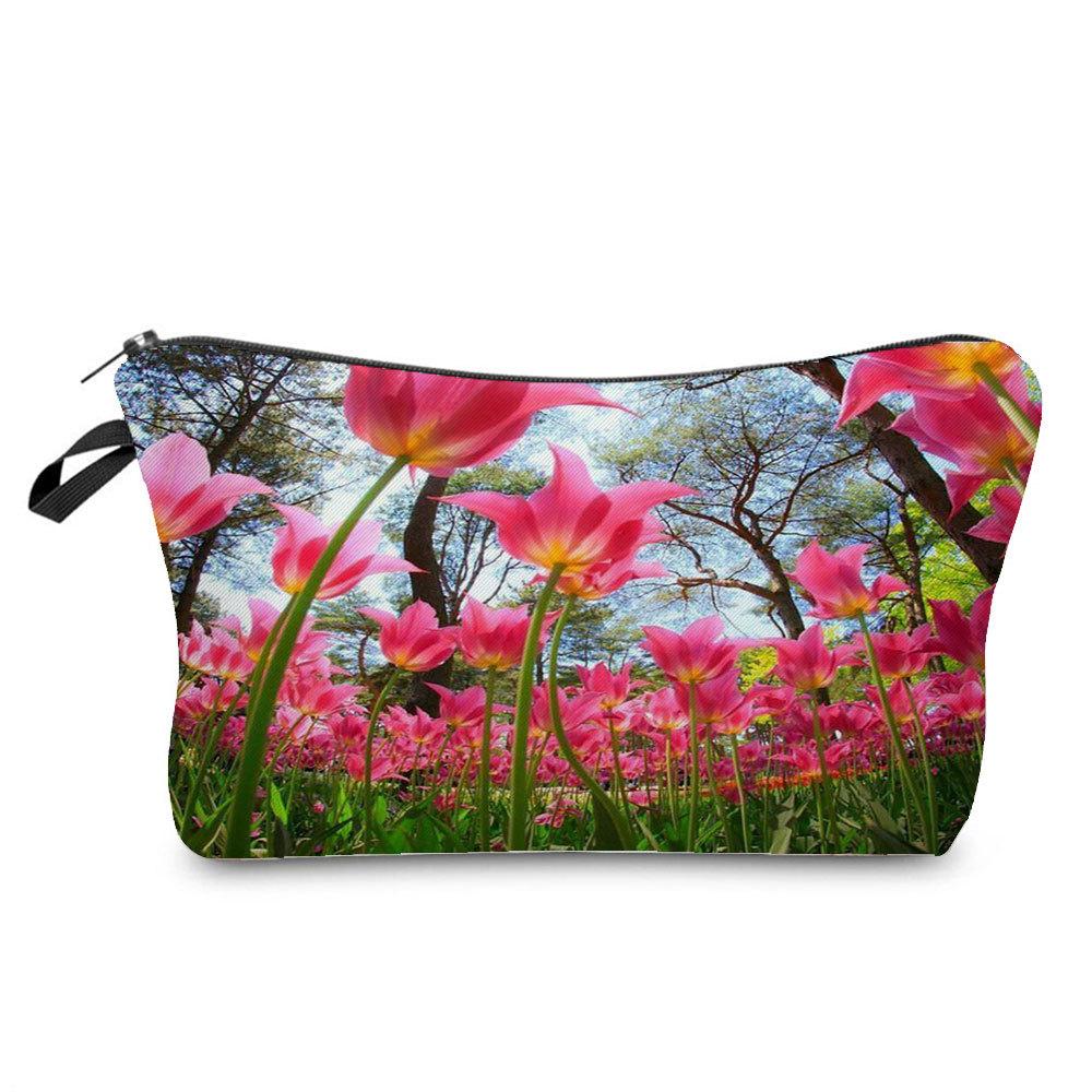 Damen Blumenmuster Kosmetiktasche Toilettenartikel Organizer Reiseaufbewahrungskoffer 6757