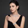4Pcs Multilayer Necklace Bracelet Earring Ring Set Shiny Rhinestone Choker Bridal Jewelry Set  Women