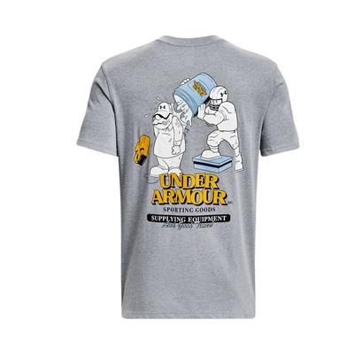 Water Cooler Cartoon Print Training Short Sleeve T-Shirt Men Tops Gray 1379555-035