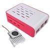 Red and White Protective Shell for Raspberry Pi 5, Compatible with Official Pi5 Active Cooler Fan.