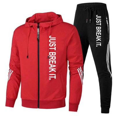 2024 Autumn New Men's Hooded Slim Fit Striped Patchwork Sports Cardigan Zipper Casual Set