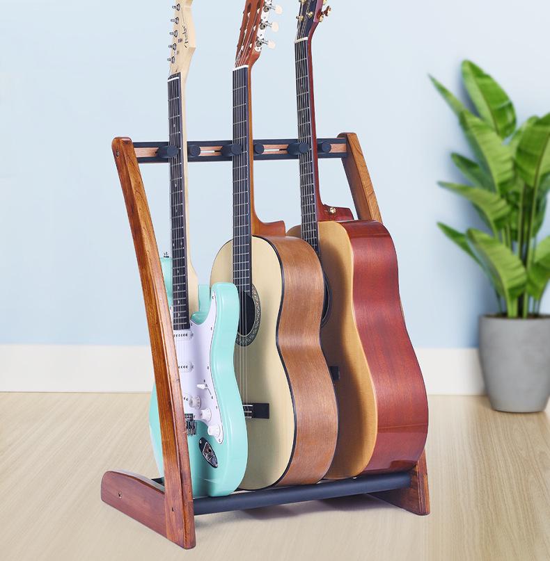 Solid Wood Multi-Guitar Display Stand with 5-Head and 3-Head Options