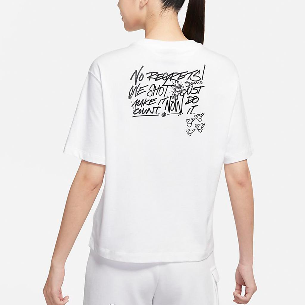 Nike Alphabet Pattern Print Loose Round Neck Short Sleeve T-Shirt Women Tops White DJ5364-100