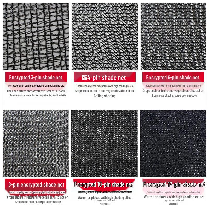 Heavy-Duty 8-Needle Black Sunshade Net