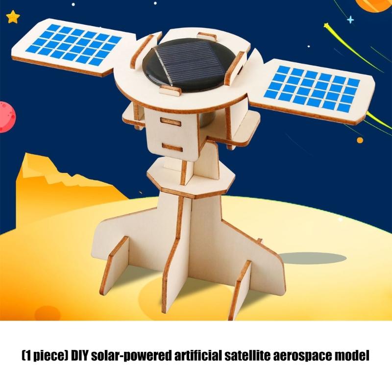 Educational Wooden Solar Satellite Aerospace Model Set Hands On Assembly Physics Teaching Aid For Science Education