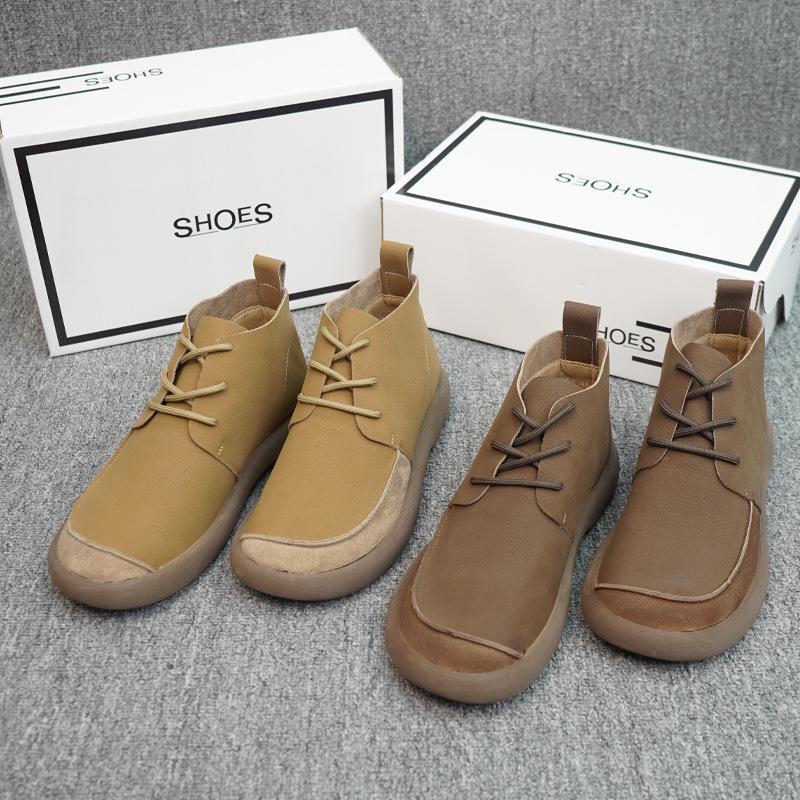 Autumn/Winter Men’s Brown Retro Martin Boots - British Style, Versatile, Mid-Top Design for Casual Outdoor Wear