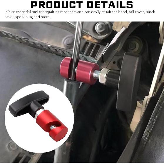Pack-2 Car Hood Prop Rod Tool Struts Clamp, Vehicle Support Rod Retainer, Universal Snap-on Anti-Pinch Automotive Suppor Accessories (Red)