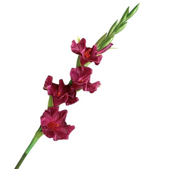 Künstliche Gladiolenblumen 22" Real Touch Blume mit langem Stiel 4 volle Blüten und 1 Knospe Gefälschte Orchidee für Vase