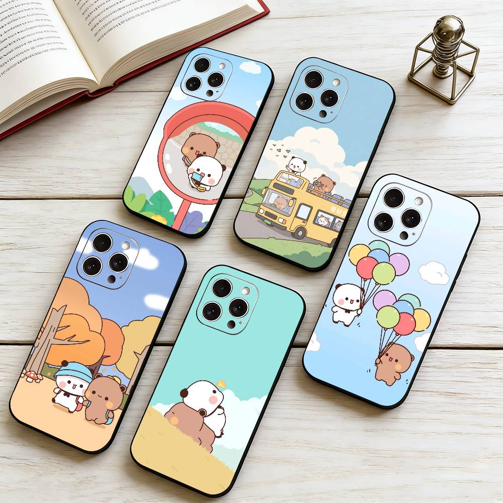 Cute B-BuBu D-DuDu Phone Case For iPhone 17, 16,15,14,13,12,11 Plus,Pro Max, Others Soft Black Cover