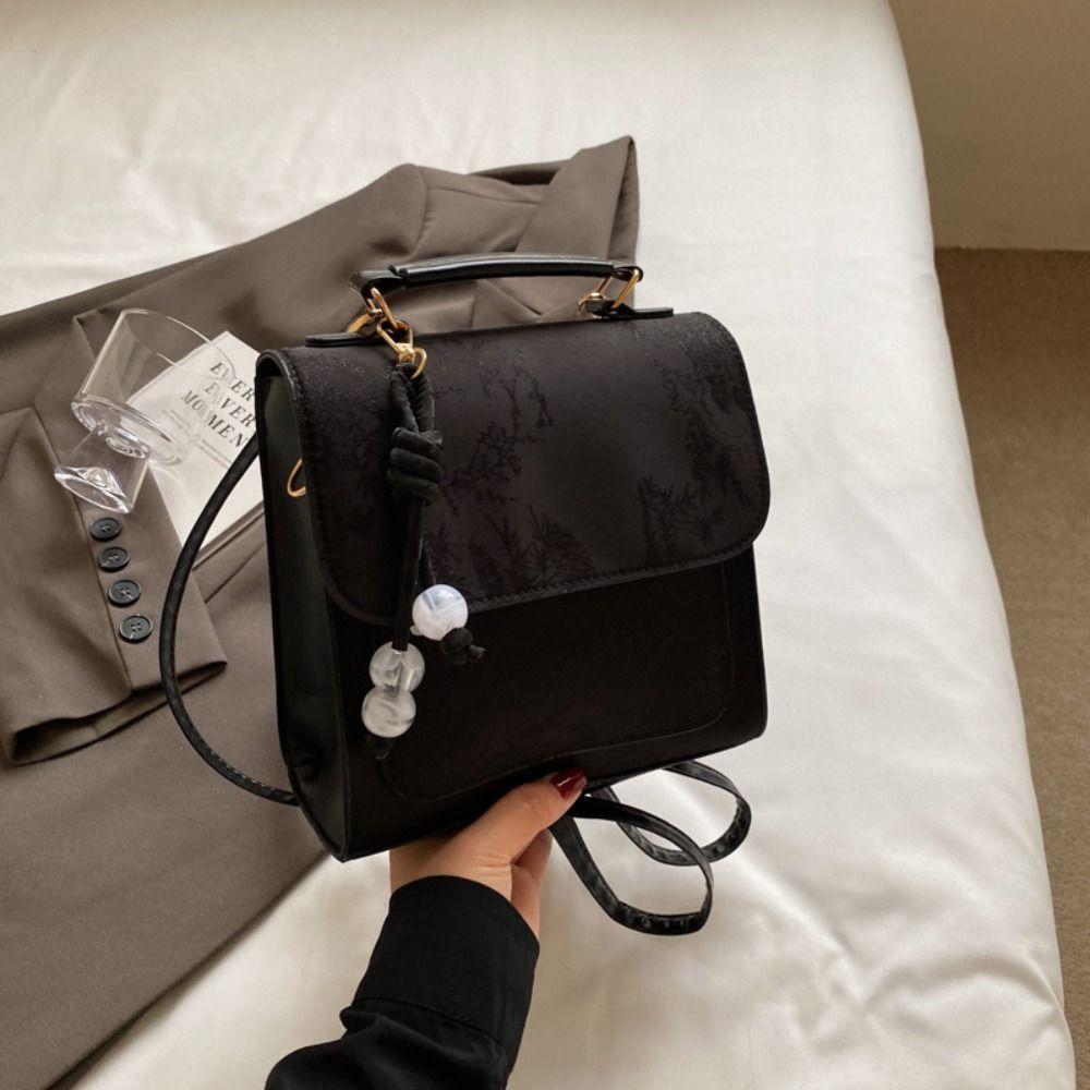 

Подвеска-бусина Рюкзак в китайском стиле Милый квадратный рюкзак Вышивка Рюкзак из ПУ Школьная сумка чёрный