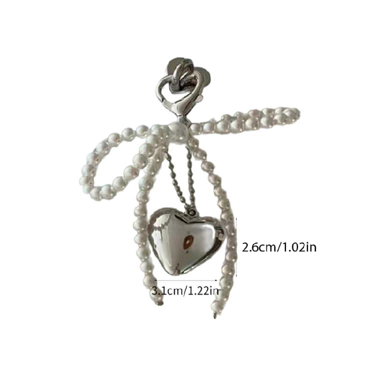 Beaded Bowknot Heart Phone Charm Stylish Keyring Backpacks Pendant Bag Jewelry