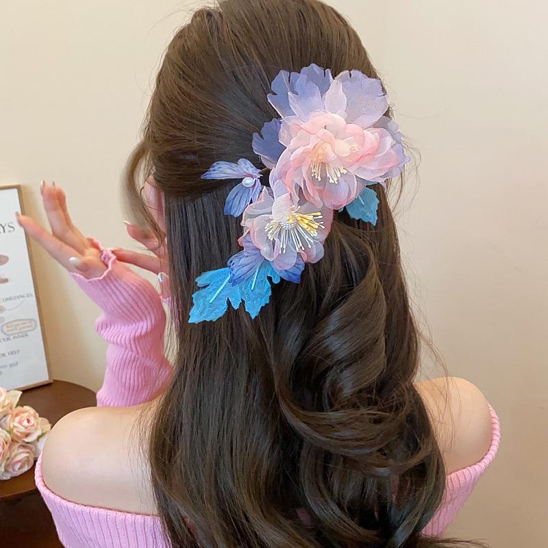 Rote Spinnenlilie Acryl Haarspange: Retro chinesischer Stil Haarschmuck