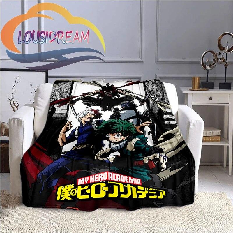 Cartoon My Hero Academia Fleece-teppe, All Over Print, Gaver til ham/hennes mønsterteppe