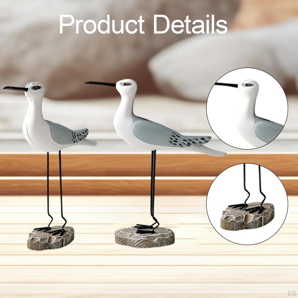 2 Stück Meerestierfigur Rustikale Vogelskulptur Kreative Lebensechte Holzmöwenfiguren