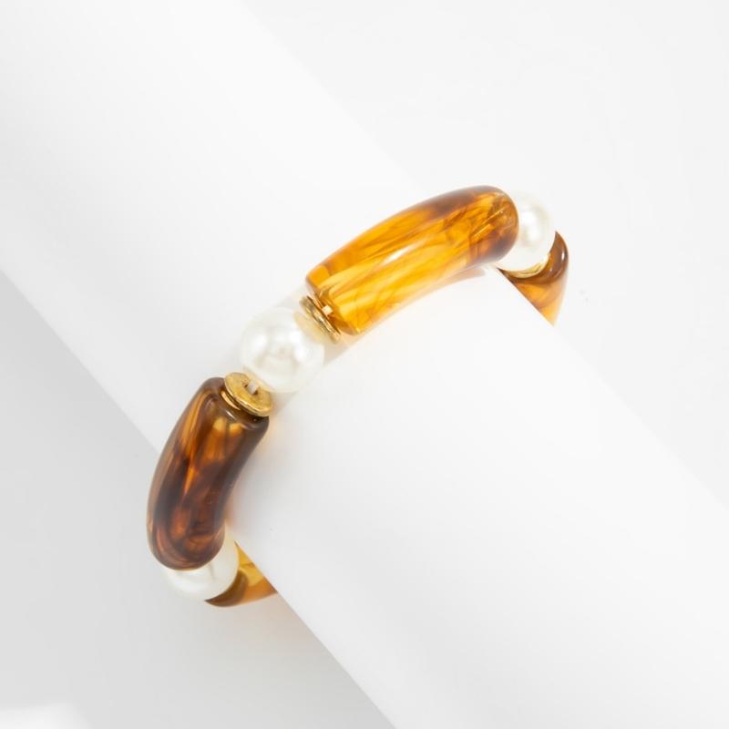 Women Elastic Resin Bead Bracelet Artistic Marbled Comfort Fit Fashion Statement Bracelet Suitable for Various Event