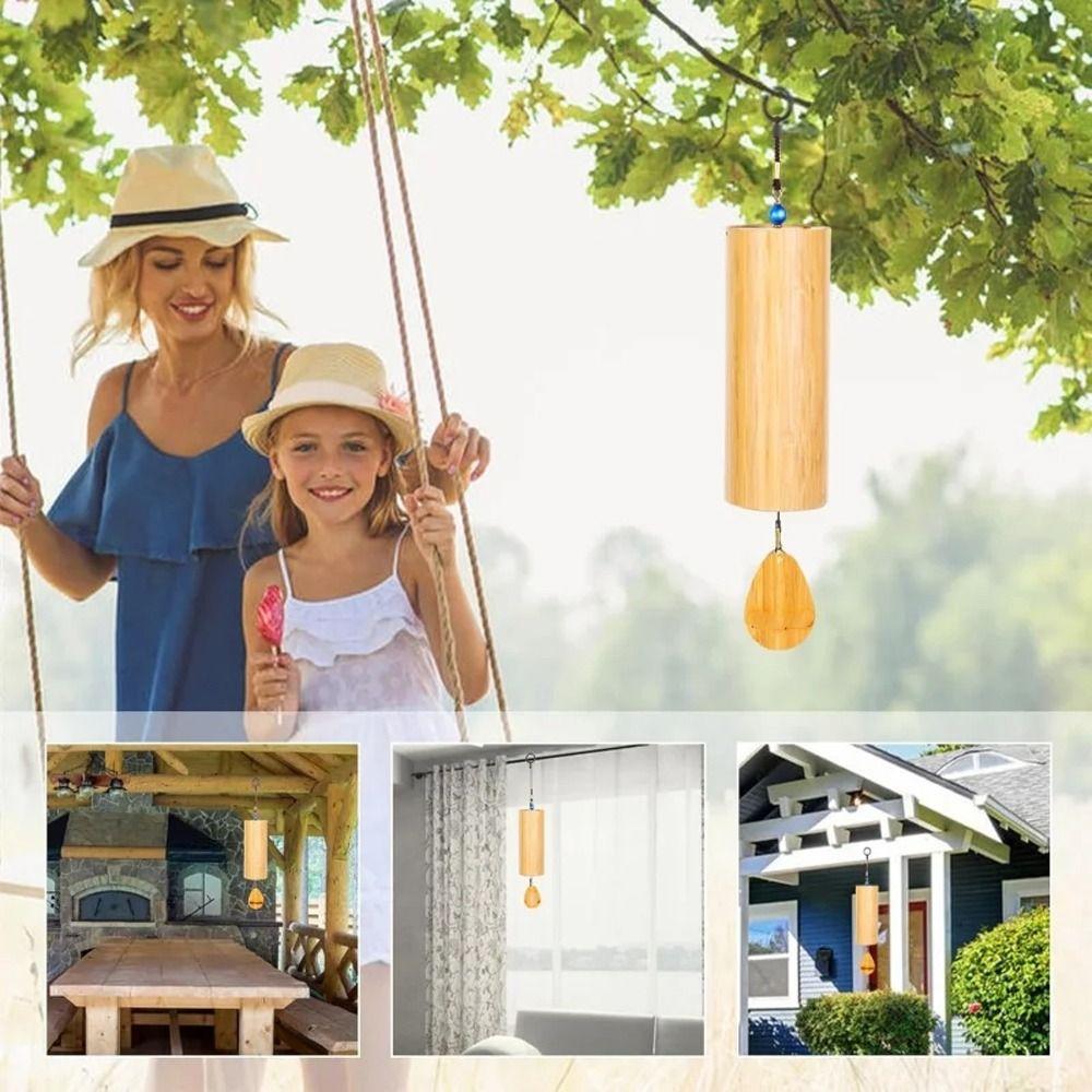 Handmade Bamboo Wind Chimes Hand Cranked Yard Pendant Garden Decoration Musical Windchime  Patio