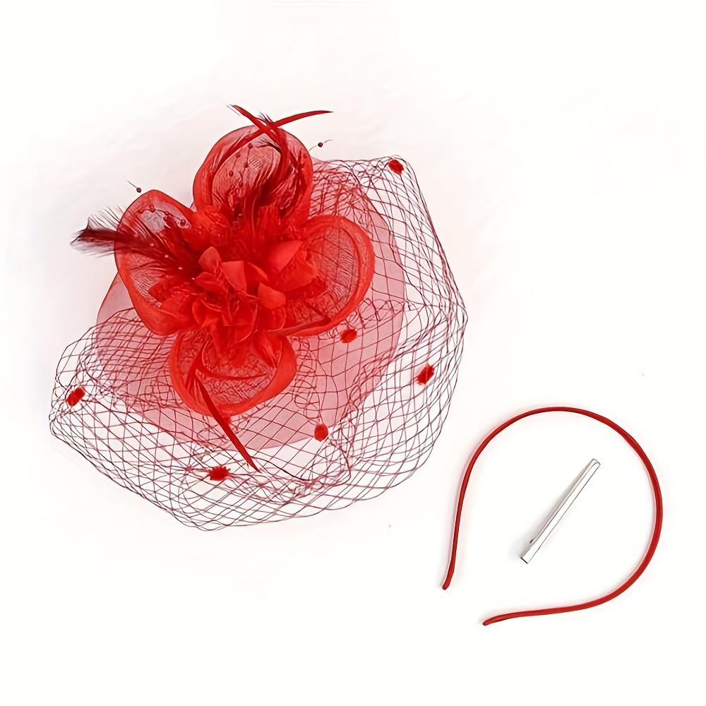 Vintage Fascinátor klobouk Pillbox s tylovým závojem - Elastická čelenka Svatba & Čajový dýchánek Pokrývka hlavy pro ženy 's Ručně vyráběné Stuhové Detaily