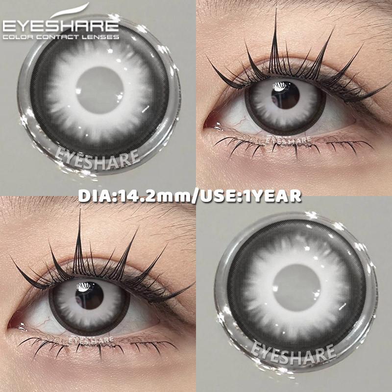 Eyeshare 1 Pair RAVEN Cosplay Contact Lenses Bloom Black/White Halloween Makeup Eye Contacts 14.5mm Big Lens