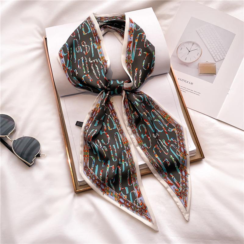 Scarf, Long Silk Scarf, Versatile Silk Scarf, Double-Layer Simulated Silk, Diagonal Scarf, Autumn And Winter Hair Binding And Scarf