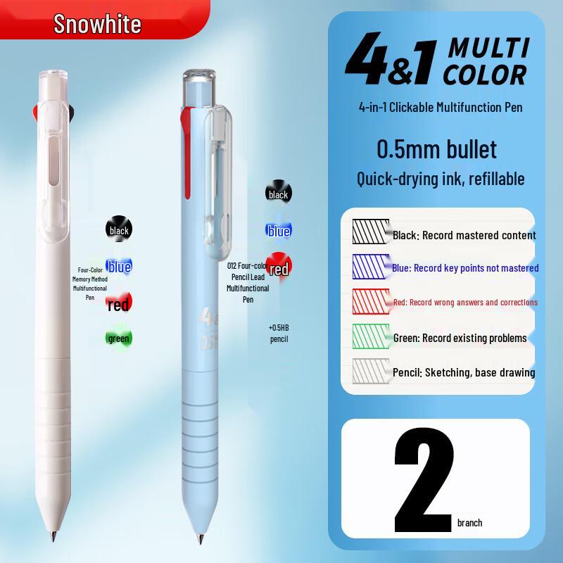 Snowhite Ret retractable 4-Color Gel & Multifunction Pen