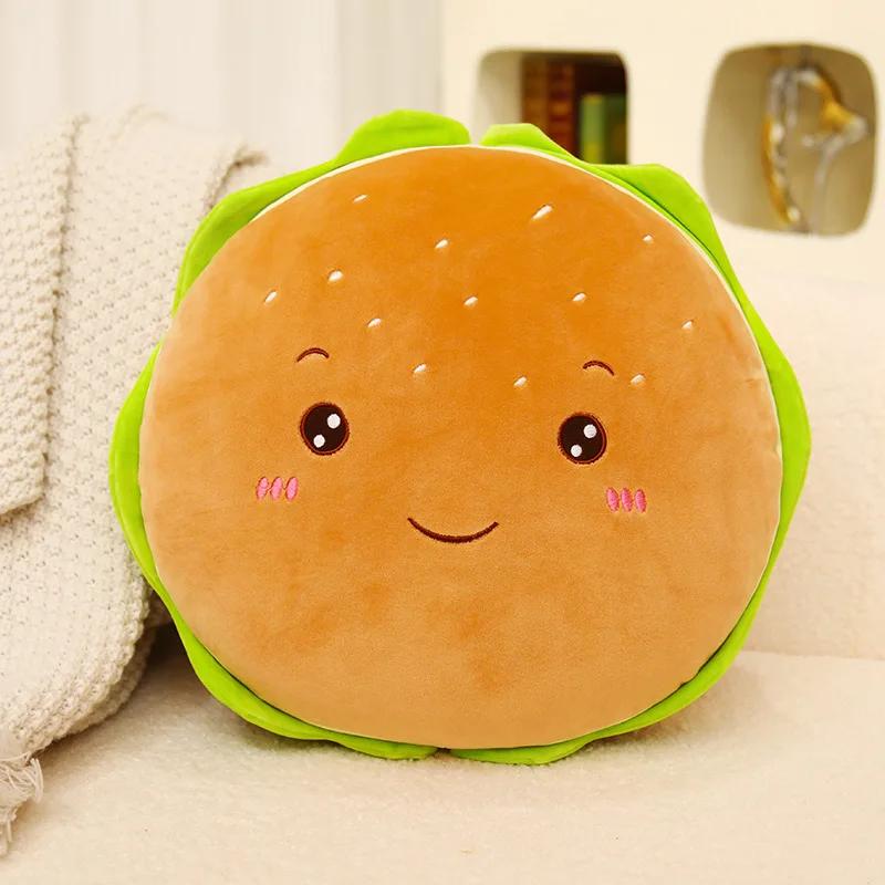 40x40cm Squishy Down Cotton Hamburger Plush Pillow Ultra Soft Stuffed Food Plushie Back Support Head Nap Pillow Gift