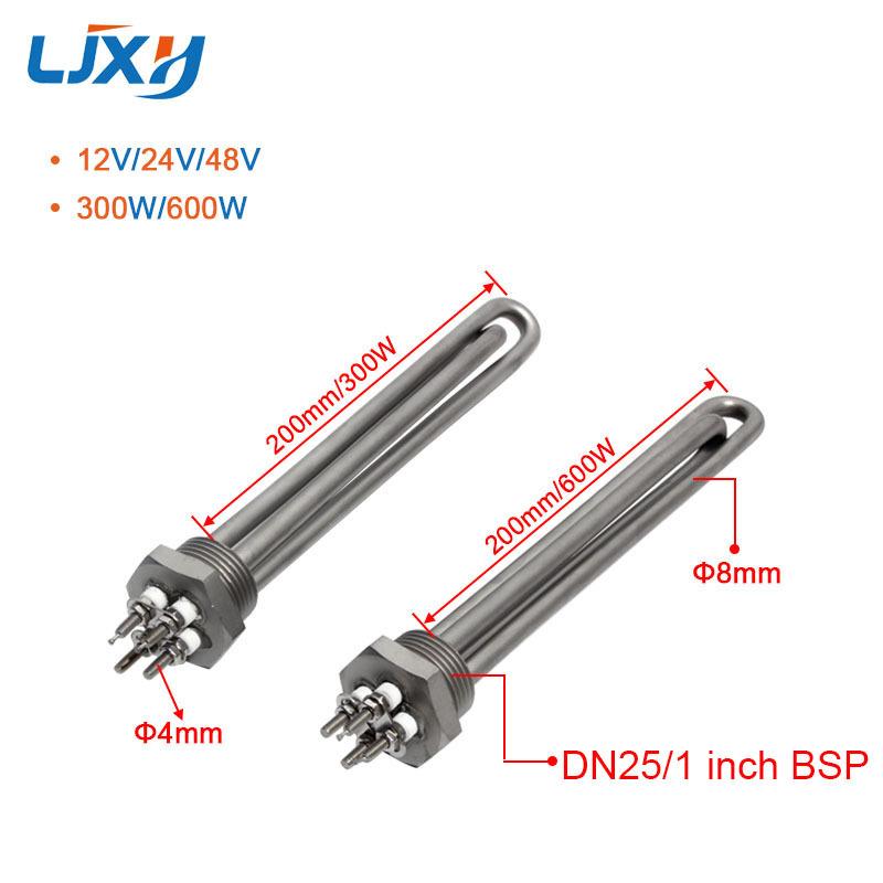 LJXH DN25 CC 12V/24V/48V 300W 600W Elemento Riscaldante Per Scaldabagno Solare Riscaldatori Tubolari da 1 pollice Tutto in Acciaio Inossidabile 304