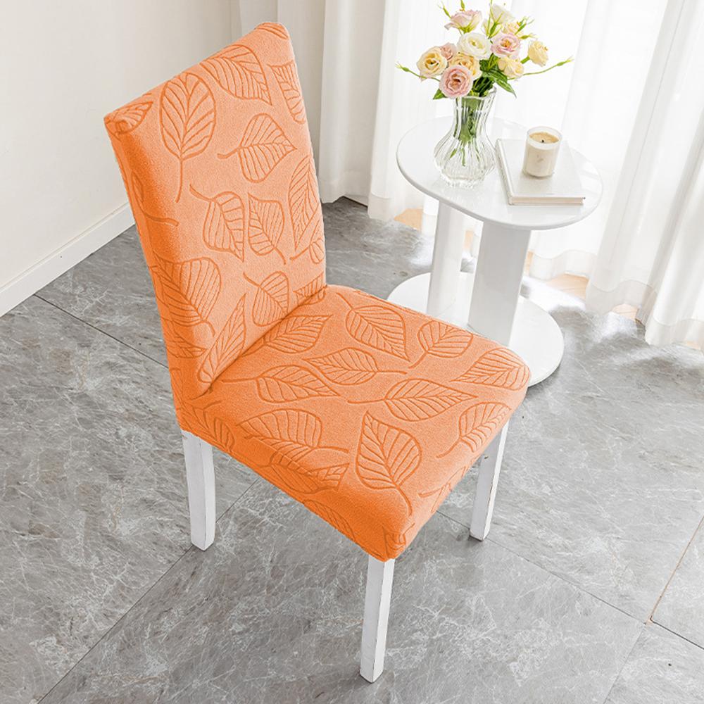 Leaf Jacquard Chair Cover Solid Elastic Dining Chair Cover Home Textile Seat Cover Wear-resistant Fashion