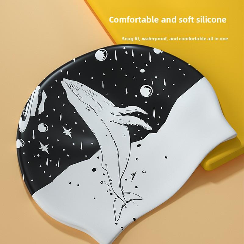 Silicone Swimming Cap Women's Long Hair Waterproof Non-head Professional Swimming Cap Fashion Adult